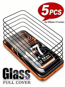 5片裝高畫質鋼化玻璃螢幕保護貼,相容 iPhone 17/17 Pro/17 Pro Max/16 Pro Max/16/15/14/13/12/11,9H 硬度,高透明度,全螢幕覆蓋,防刮、防指紋、無氣泡,相容手機殼 - 白色 - 查看 18