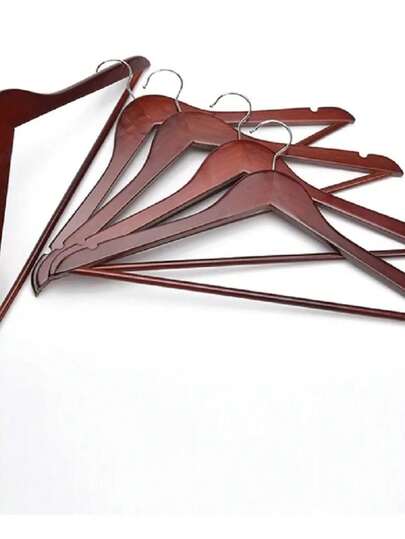 Kit 6x Cabides Madeira Marrom Gancho De Roupas Com Cavas