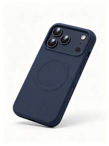 VRNOEI Casing Pelindung Minimalis Magnetik Biru Tua, Kompatibel dengan iPhone 17 Pro Max, 11 13 12 14 15 16 Pro Max, Mendukung Pengisian Daya Nirkabel, Perlindungan Kamera Beludru, Casing Ponsel Seri, Aksesori Casing Ponsel Unisex - Biru tua - View 4