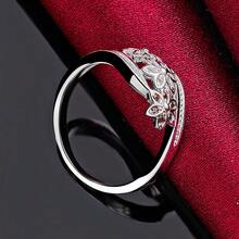 925 Sterling Silver Plated Flower Colorful AAA Zirconia Ring For Woman Fashion Wedding Engagement Party Charm Jewelry - Silver - View 2