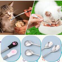 2 Pcs Dog Cat Spoon Wet Food Storage Pet Feeder Small Spoon Pet Can Spoons Stainless Steel Can Scoop Long Handle Food Scoop Portable Scoops For Cute Scoops Fit Feed Canned (White And Black) - White - View 7
