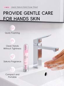 Limpeza Suave Portátil Refrescante, 2-Pacote LAIKOU Folhas de Sabonete Descartável de Leite & Flor de Cerejeira, Folhas de Sabonete Hidratante e Calmante de Tamanho de Bolso, Conjunto Portátil de Lavagem de Mãos para Viagem, Uso Externo e Cuidados de Higiene Diária - 2 unidades - Visão 4