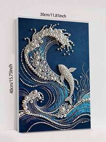 New Pearl Painting Fish Leaping Into The Waves Theme Frameless DIY Hand-Glued Diamond Creative Diamond Painting Set, Suitable For Bedroom Decoration, Living Room Hanging Paintings, Birthday Gifts For Friends, Halloween, And Innovative Holiday Gifts - Multicolor - View 11