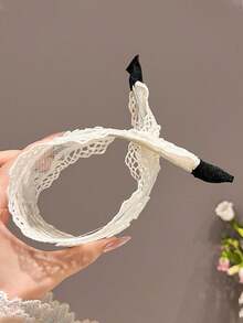 1PC Women's Floral Lace Headband White Black Hair Hoop Sweet Cute Bohemian Style Atmosphere Fashion Hair Accessory Hairband - 1 PC Lace Headband - View 9