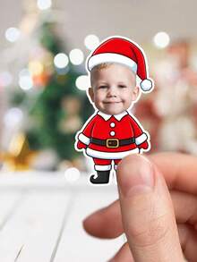UNICCUT 24/48pcs Customized Christmas Face Stickers Personalized Santa Claus Head Merry Christmas Stickers With Face Photo, Self-Adhesive Photo Gift Labels For Holiday Gifts, Envelopes, Christmas Cards - Multicolor - View 8