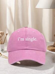 1件中性款「I'm Single」印花棒球帽 可調節設計 適合徒步登山、旅行與戶外活動 - 多色 - 查看 8