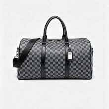 Plaid Large Capacity Travel Luggage Bag, With Tag, Detachable Shoulder Strap, Suitable For Short-Term Business Trips And Fitness, Multi-Functional Luggage Bag - Multicolor - View 8
