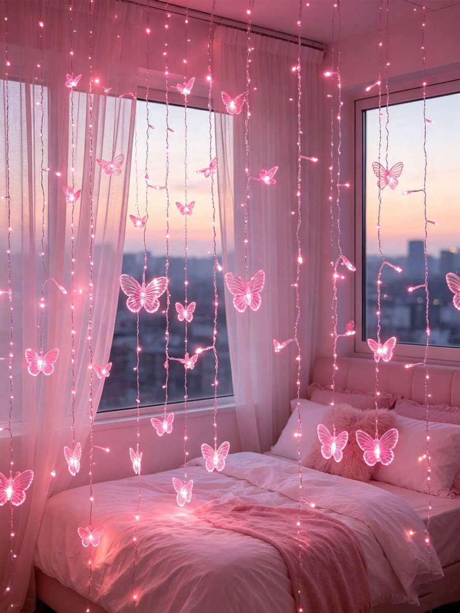 6M Starry String Lights Indoor, USB Powered, 8 Modes, 96LED Butterfly String Lights 3.5M, Outdoor Waterproof Transparent Wire Fairy Lights, Flashing String Lights, Suitable For Living Room, Christmas Tree, Bedroom, Wedding Decoration, Christmas Decoration