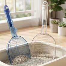1pc Royal Blue Transparent White Integrated Cat Litter Scoop With Built-In Cleaning Brush, High Transparency Thickened Large Hole Cat Poop Scoop, Universal For Tofu Litter, Bentonite And Mineral Litter, Household Cat Litter Box No Dead Angle Cleaning Pet Supplies, Convenient Storage Cat Poop Cleaning Tool For Slouchy Cat Owners, Durable Transparent Long Handle Anti-Slip Pet Cleaning Scoop - Multicolor - View 7
