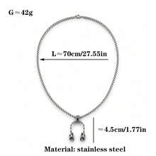 Multi-Style Combination Fashion Stainless Steel Unisex Mid-Length Necklaces, Personalized Mainstream Design Suitable For Holiday Parties, Music Festivals, DJ Bars, Street Style Accessories - Silver - View 6