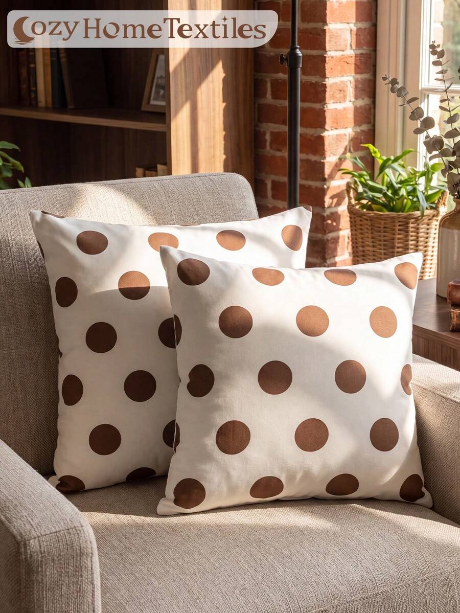 1/2pcs Polka Dot Print Pillowcase (Pillow Insert Not Included), Single-Sided Print, Soft And Breathable, Anti-Pilling, Skin-Friendly And Durable, 45*45/50*50/40*40CM, Home Decor, Suitable For All Seasons, Machine Washable, OEKO-TEX Certified - Multicolor - View 1