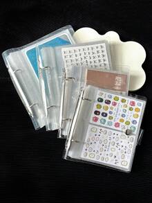 100/50 Slots Large Capacity Nail Art Sticker Storage Album, Nail Art Decal Steel Plate Organizer Display Book, DIY Nail Design Sticker Storage Collection Album With 25 Inner Pages (Stickers Not Included), Gift For Female Friends, Mom, Wife - Multicolor - View 2