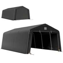 Outsunny 12 X 20 Ft Heavy Duty Carport, Outdoor Portable Garage Canopy Tent With 2 Ventilation Windows, Large Door, Car Shed Shelter For Truck, Boat, Motorcycle, Bike, Black - A - 查看 10