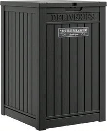 Package Delivery Box Outside, Storage Box With Lockable Secure, Outdoor Resin Package Drop Container Waterproof Backyard, Garden, Patio & Lawn, Black - Black - View 1