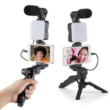 AY49 Portable RGB Pocket LED Fill Light Photography Light For Outdoor Live Streaming And Vlogging With Handheld Wireless Microphone For Mobile Phone - Set Of 4 Rgb Units - View 2