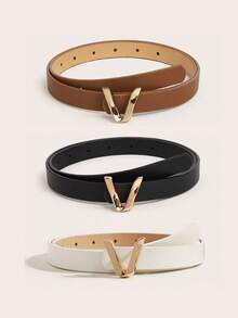 2pcs/Set Ladies' Basic Alphabet Decor Belt With Metal Buckle, Suitable For Daily Wear Summer, School Fall, Autumn, Halloween - Multicolor - View 15