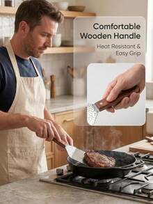 1pc Silicone Slotting Fish Spatula: High-Temperature Resistant Non-Stick Frying Spatula. Features An Ergonomic Handle. Made Of Stainless Steel Core. Suitable For Frying Eggs. Making Crepes. Making Hamburgers. Washable And Easy To Clean. - Multicolor - View 9