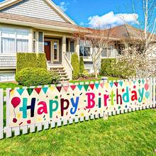 1pc Colorful Happy Birthday Yard Banner Sign, Indoor/Outdoor Universal Birthday Party Decoration Long Banner, Suitable For Birthday Parties And Other Birthday Occasions - Multicolor - View 2