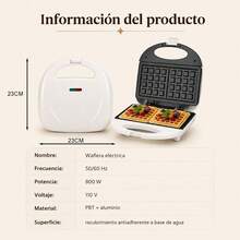 Sandwichera Eléctrica Aigostar Multifunción 800W con Placas Removibles Antiadherentes, Prepara Paninis y Wafles en Casa - Blanco - Ver 3