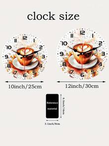1 Cup Of Coffee 背景牆鐘 10/12 英吋木皮歐式圓形靜音平板掛鐘，不含電池，為書房或客廳增添愉悅時光，送給朋友、家人、同事等的完美禮物 - A - 查看 6