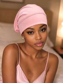 CONFLASS Women's Soft Milk Silk Sleep Hair Bonnet, Elastic Stretchable Breathable Night Hair Cap, Protects Curly And Natural Hair, Solid Color Satin Hair Cover - Multicolor - View 4