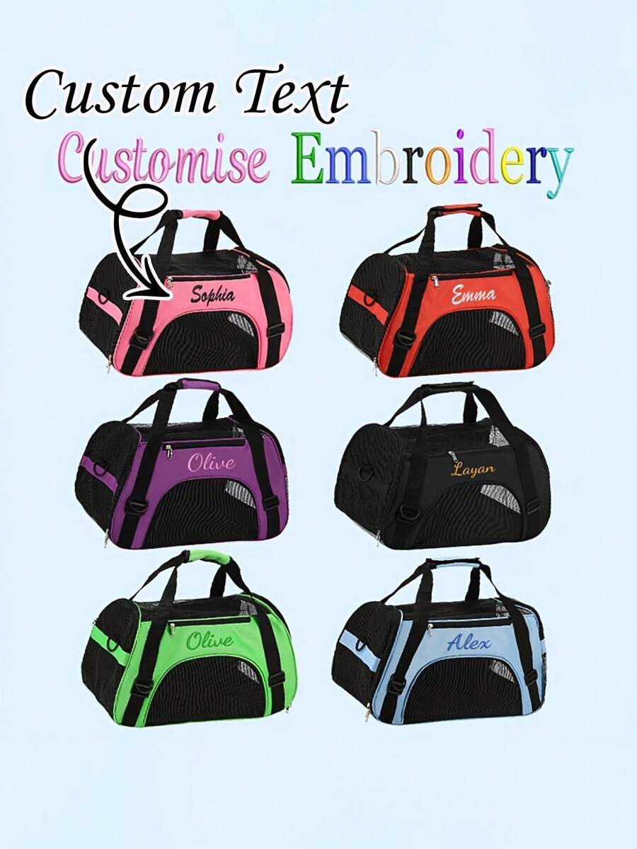 Pet Portable Bag, Customizable With Pet Name Or Unique Identifier, 6 Colors Available, Breathable Mesh Design, Makes Pet Travel More Comfortable, Suitable For Daily Outings And Short Trips, Perfect Gift For Friends! - Multicolor - View 1