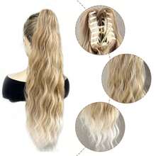 Synthetic Hair Claw Clip Ponytail Extension, Long Natural Wavy Ponytail Hair Piece, Ombre Blonde Ponytail, Instant Styling For Women - Multicolor - View 3
