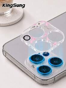 Kingsung Pink Bow Pattern Camera Lens Protector Film, Compatible With IPhone 17 Pro/17 Pro Max, Tempered Glass Lens Film, Phone Accessory, Transparent Anti-Scratch Camera Cover, Birthday Gift For Family And Friends - Multicolor - View 3