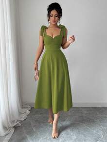 Women Midi Dresses - 軍綠色 - 查看 1