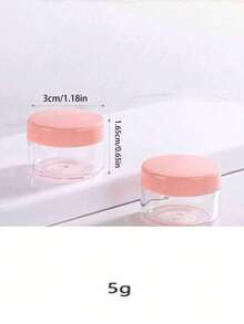 1/10/25/60pcs Mini 3/5ml Pink Lid Transparent Cream Jar, Refillable Bottle, Suitable For Storing Face Cream, Lotion, Lipstick, Eyeshadow, Nail Polish, Jewelry, Powder Compact, Travel Essentials, Empty Refill Bottle, Leak-Proof Travel Design - Pink - View 12