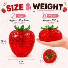 1pc Handmade Large Strawberry Squishy Toy, Thin Skin Zero Rebound Stress Ball, Coconut Oil Texture ASMR Fidget Toy Gift - Clear - View 10