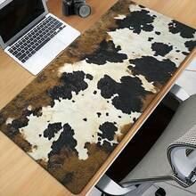 1pc XXL Black, White, And Gray Asymmetric Pattern Gaming Mouse Pad / Desk Mat 2MM Thick Rubber Base, Non-Slip Bottom, Stitched Edges, Mooth Surface, Office Desk Accessories, University Essentials, Dorm Room Study Mat, Laptop Desk Protector - A - View 2