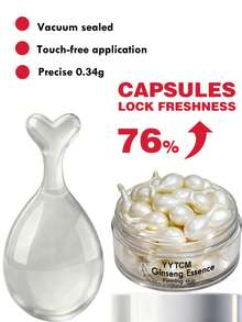 YYTCM Ginseng Essence Capsules, Moisturizing Hydrating Firming Serum, Contains Fullerene, Niacinamide, Vitamin E, Retinol, Deep Hydration (0.34gx30pcs)/Bottle - 1 Bottle - White - View 8