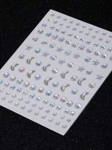 1套免穿孔黏貼式眉毛、嘴唇、額頭身體與臉部飾品 - 彩色 - 查看 2