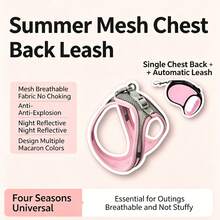 1pc Reflective Mesh Rabbit Leash, Rabbit Harness, Rabbit Accessories, Breathable Pet Vest, Adjustable Leash, Rabbit Pet Supplies, Suitable For Small And Medium Pets, Rabbit Supplies, Hamster Accessories, Hamster Leash, Hamster Supplies - Multicolor - View 13