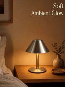 1 Piece Nordic Style Touch Control Lamp, Wireless Single-Color Desk Lamp, LED Touch Control Lamp, Portable Touch Control Lamp, Adjustable Lamp With 3 Color Temperatures, Dimmable Lamp, Bedroom Lamp, Cone-Shaped Metal Lampshade, Unique Touch Lamp - GT-01 - View 6