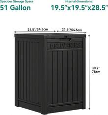 YITAHOME 51 Gallon Resin Package Delivery Box Outside, Storage Box With Lockable Secure, Resin Deck Box Porch, Curbside(Black) - Brown - View 7