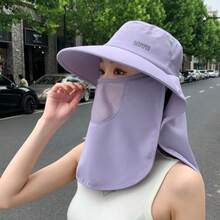 1件女款時尚防曬帽，寬帽簷，可遮臉，馬尾孔設計，漁夫帽風格，適合春夏 - 彩色 - 查看 12