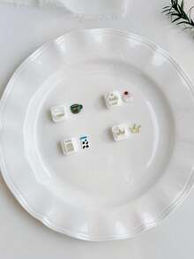 Mini Cute Shapes Polymer Clay Cutters, Tiny Animal & Food Molds For Kawaii Earring Crafts - White - View 3
