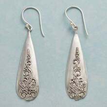 DIYCCPC 1 Pair Minimalist Vintage Earrings, Women's Casual Daily Wear, Daily Gathering Accessory - Antique Silver - View 1