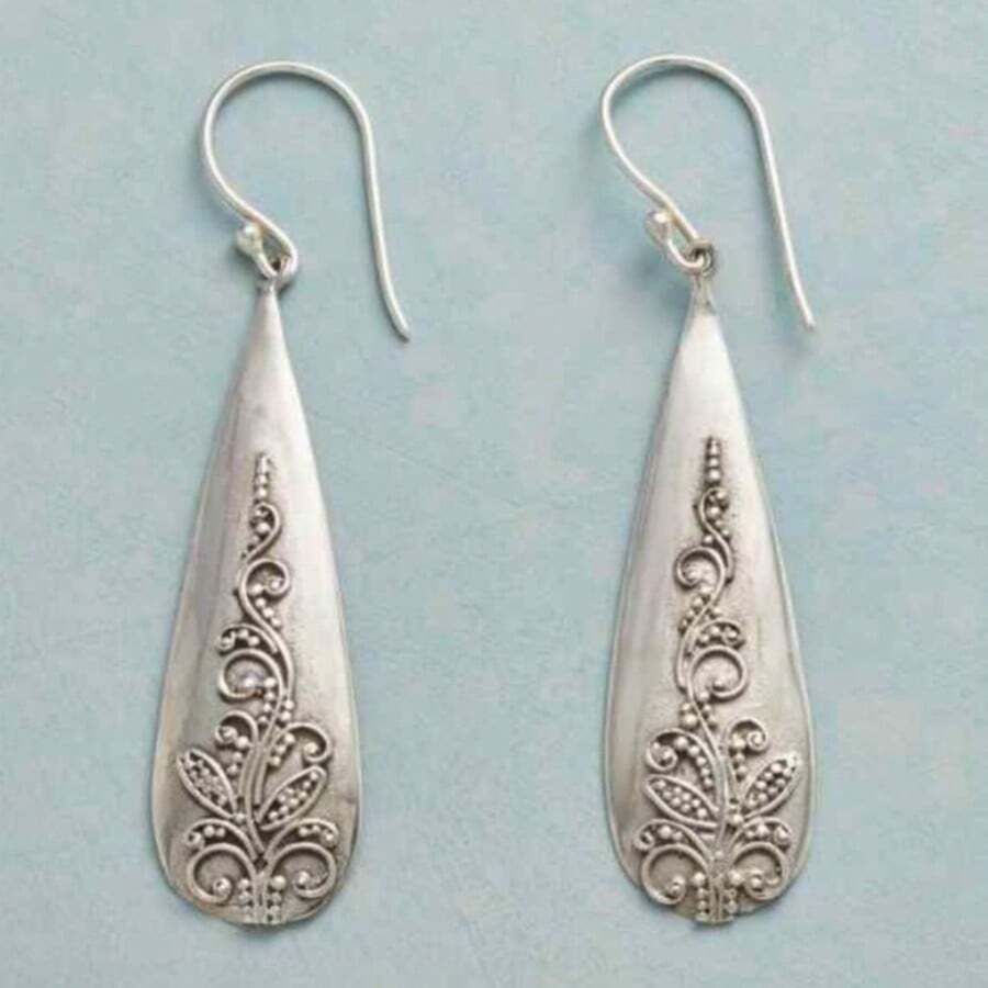 DIYCCPC 1 Pair Minimalist Vintage Earrings, Women's Casual Daily Wear, Daily Gathering Accessory - Antique Silver - View 1