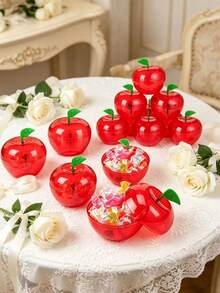 1/5/10pcs Large Capacity Red Apple Shaped Plastic Candy Boxes, Suitable For Graduation, Wedding, Birthday, Party And Other Occasions, Can Be Used As Teacher's Day, Back To School And Other Holiday Thank You Gifts - Multicolor - View 9