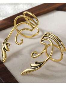 DIYCCPC Vintage Swirl Design Women's Ear Clips, 3D Design, Personalized Copper Jewelry For Women - Gold - View 8