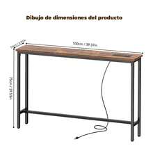 100cm Mesa Recibidor Entrada con Tomacorrientes y Puertos USB,Consola de Entrada,Muebles Consola para Sala,Bufets, Vitrinas y Credenzas,Mesa de Sofá,Barra de Café - Beis - Ver 4