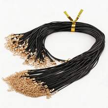 WGRXIRANYKM 30pcs/Pack Black 1.5mm Handmade Leather Lobster Clasp Cord, Adjustable Braided Rope For DIY Necklace Pendant Jewelry Accessories - Black - View 7