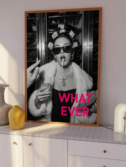 1pc Minimalist 777 Fashion Editorial Wall Art Print Matte Poster Black & White Portrait Canvas Poster"What Ever Art"Canvas Poster Bedroom Aesthetic Design, Gift For Friends,For Bedroom,Bathroom,Office,Hallway,Kitchen Decor, Wall Art Framed/Unframed
