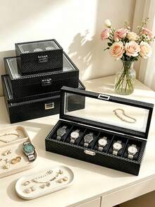12/10/6/3/2 Slot Luxury Large Capacity Watch Storage Box, Watch Display Box, Can Store Watches, Perfect Gift Display Box. - Black - View 3