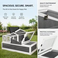Tortoise House With 3 Rooms, Tortoise Habitat With Balcony And 2 Floors, Wooden Indoor And Outdoor Tortoise Enclosure With Ramp, Tray, Opening Roof, Large Reptile Cage, 44" X 25.6" X 24-XY167193 - Multicolor - View 2