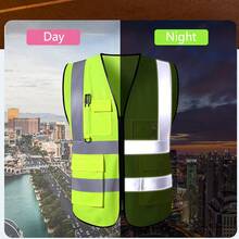 Reflective Safety Vest With Pockets And High Visibility, Suitable For Traffic, Nighttime Construction, Outdoor Running, Cycling, And Sports. - Lime Green - View 5