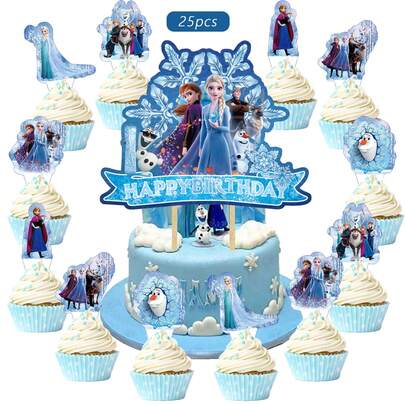 Hasbro 25pcs Princess Cake Topper,Cupcake Toppers, Birthday Decorations,Princess Theme Party Supplies, Birthday Decorations,Princess Cake Decorations,Princess Birthday Party Decorations